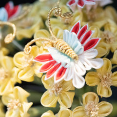 Historical kanzashi “Canola flowers and butterflies” Author unknown